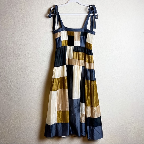 Ulla Johnson Minerva Patchwork Dress Blue Gold Size 4 - Picture 12 of 16